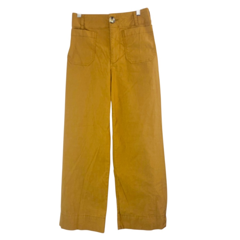 ANTHROPOLOGIE Linen Blend Crop Wide-Leg Pants in Tan Size 25 - Picture 3 of 10